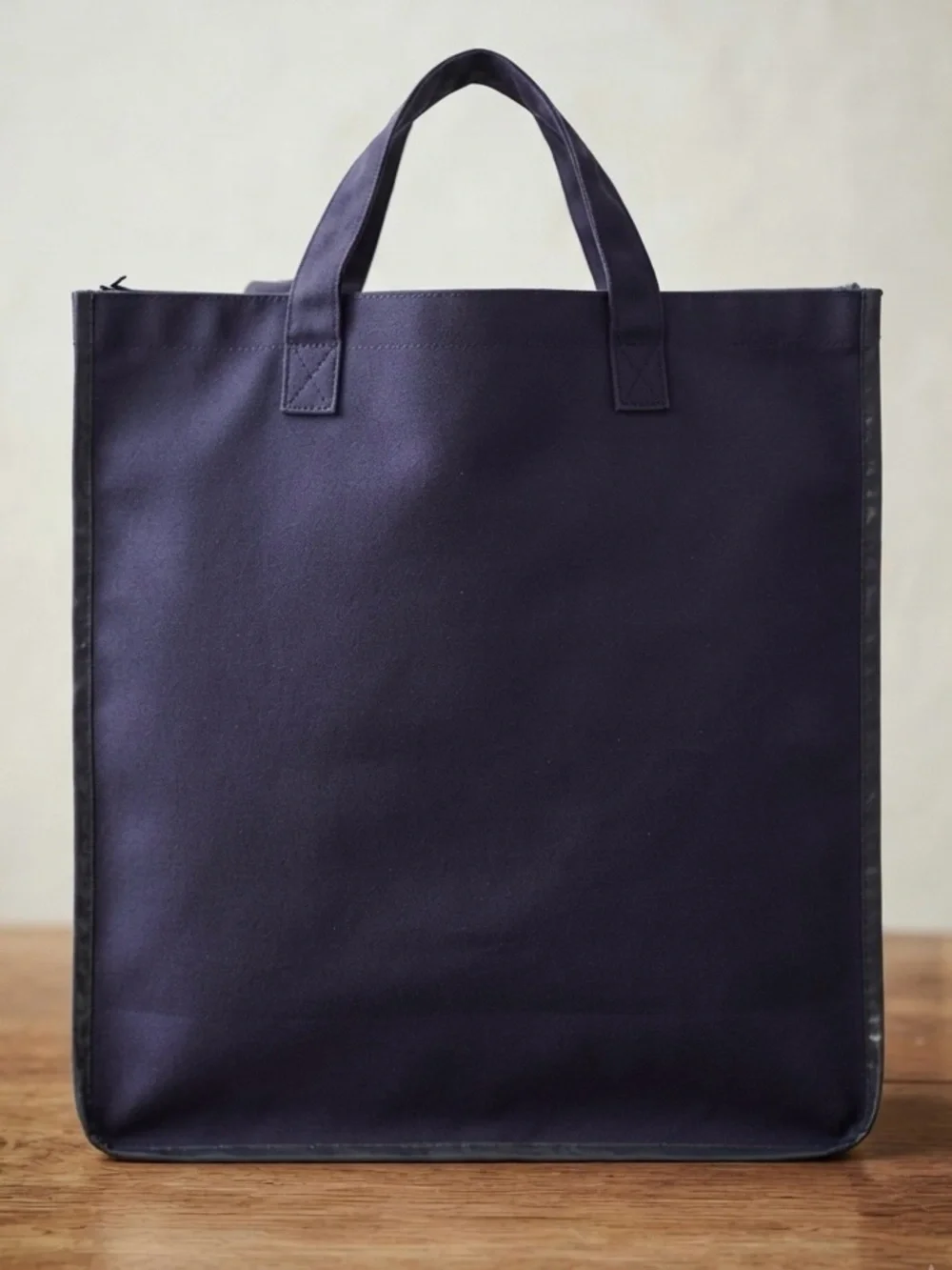 Two-Tone Navy and Cream Canvas Tote